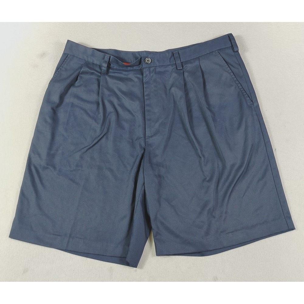 IZOD Shorts Mens 38 Blue Chino Pleated Front Classic Fit Casual Summer Preppy